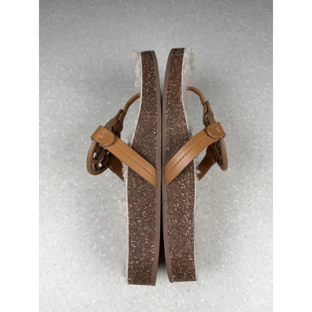 Tory Burch MILLER CLOUD Shearling Sandal Caramel Size 8M